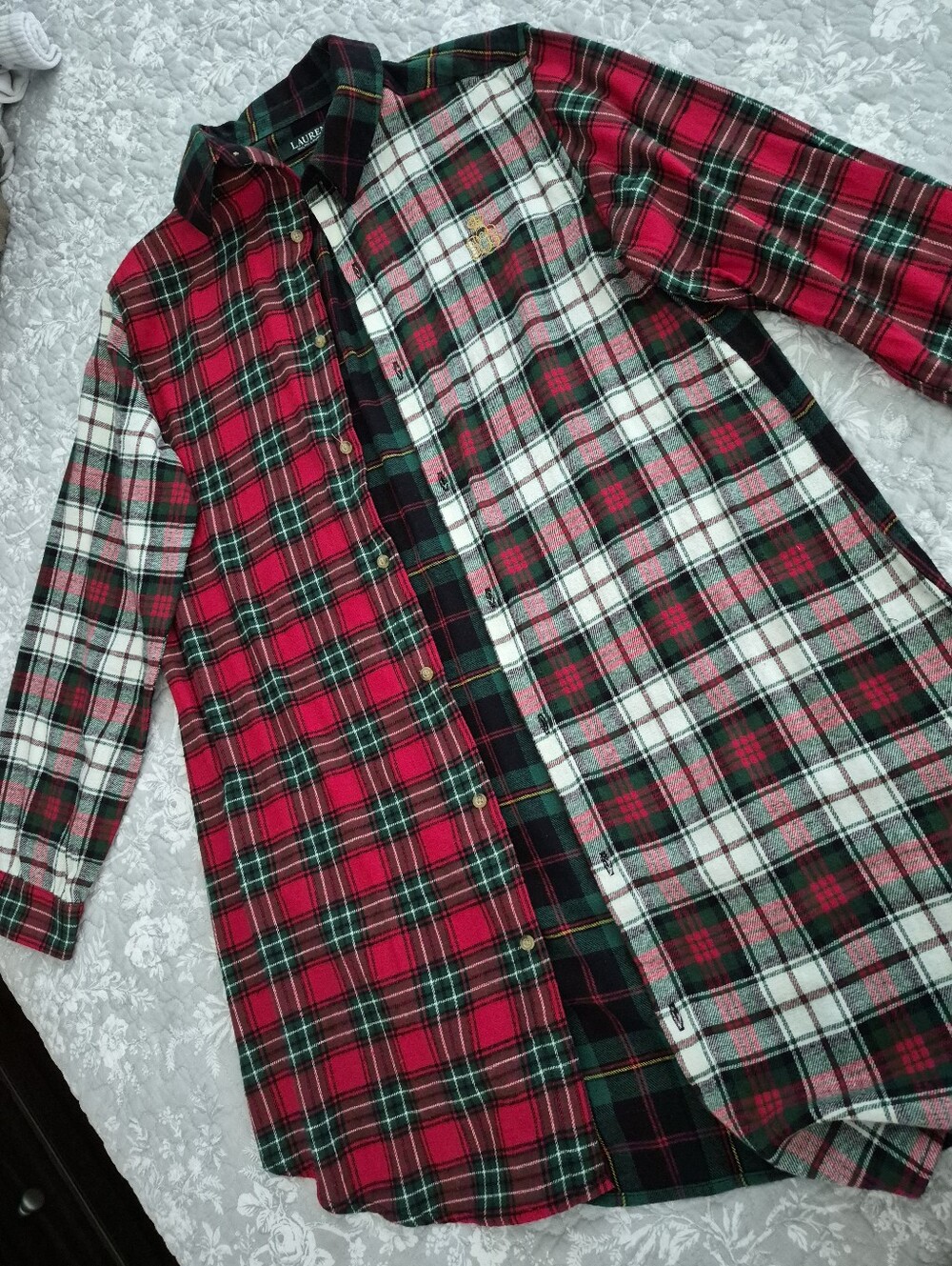 Lauren Ralph Lauren Mixed Plaid Womens Button-Up Sleep Shirt - Size Small